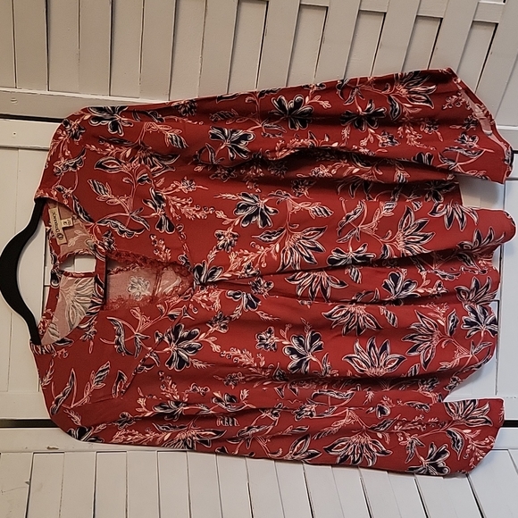 Democracy Tops - Democracy Orange And Blue Floral Top Size Medium